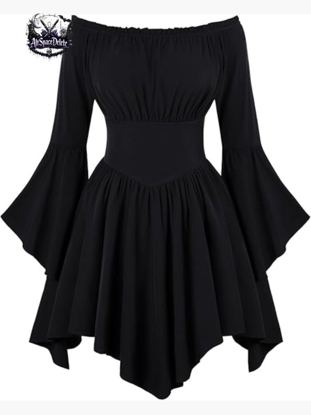 Large Renaissance Pirate Dress Off Shoulder Bell Sleeve Pockets
